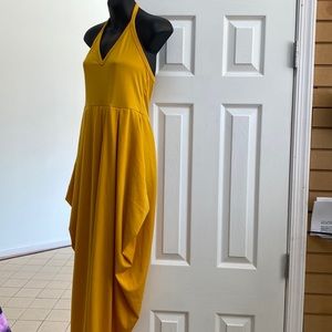 Mustard yellow, open back Romper